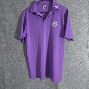 Footjoy Athletic Fit Polo Shirt Sz L Purple Lightweight Stretch Collar Logo Golf